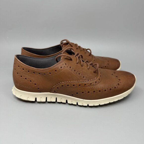 Cole Haan Zerogrand Womens Brown Leather Oxford Shoes Size 7B #W14476 Wingtip - Picture 1 of 9